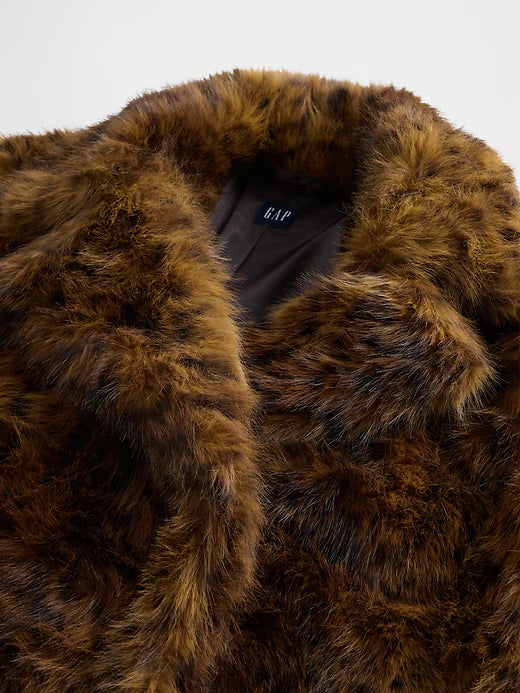 MANTEAU EN FAUSSE FOURRURE LÉOPARD