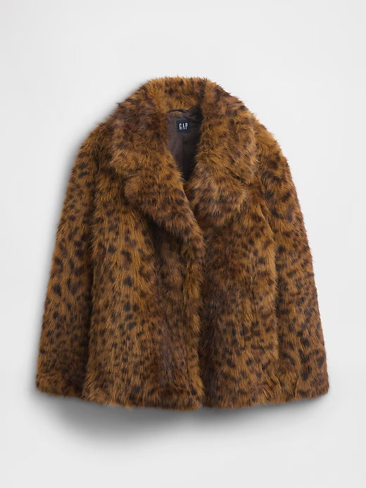 MANTEAU EN FAUSSE FOURRURE LÉOPARD